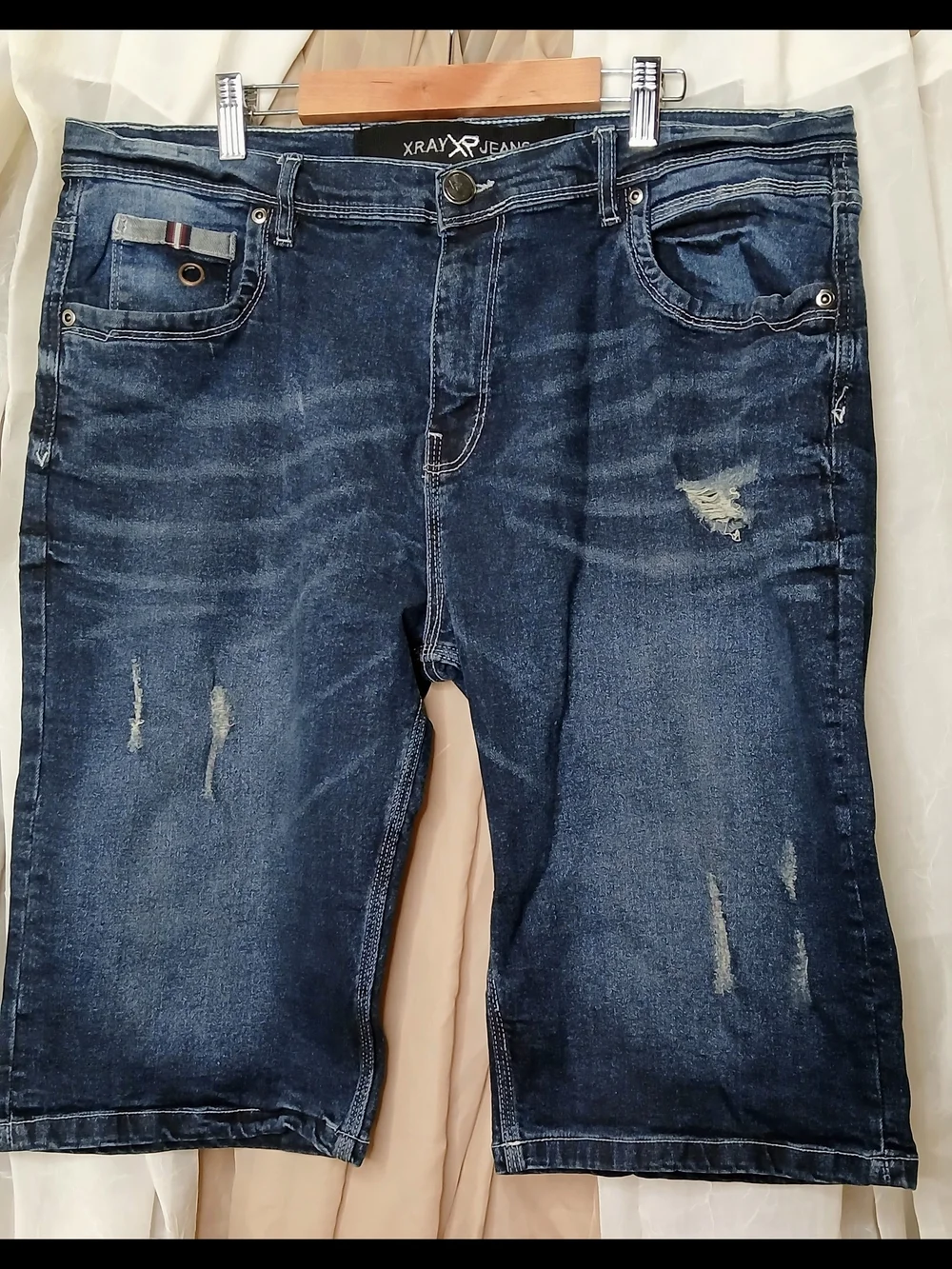 Men’s Distressed Dark Blue Denim Shorts